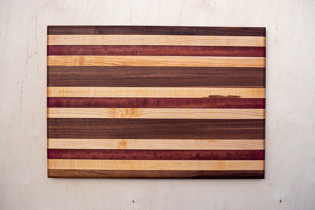 Edge grain maple, walnut and purple heart