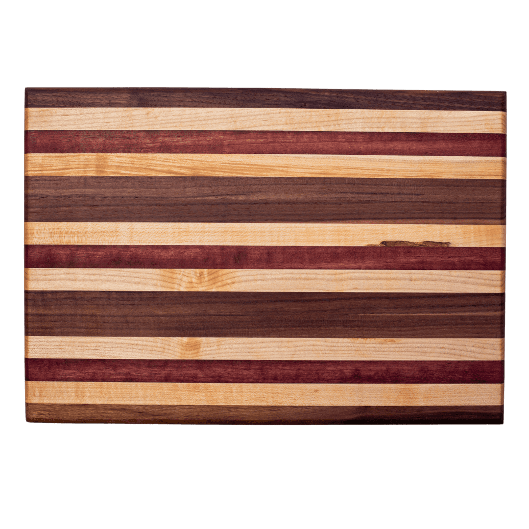 Edge grain maple, walnut and purple heart