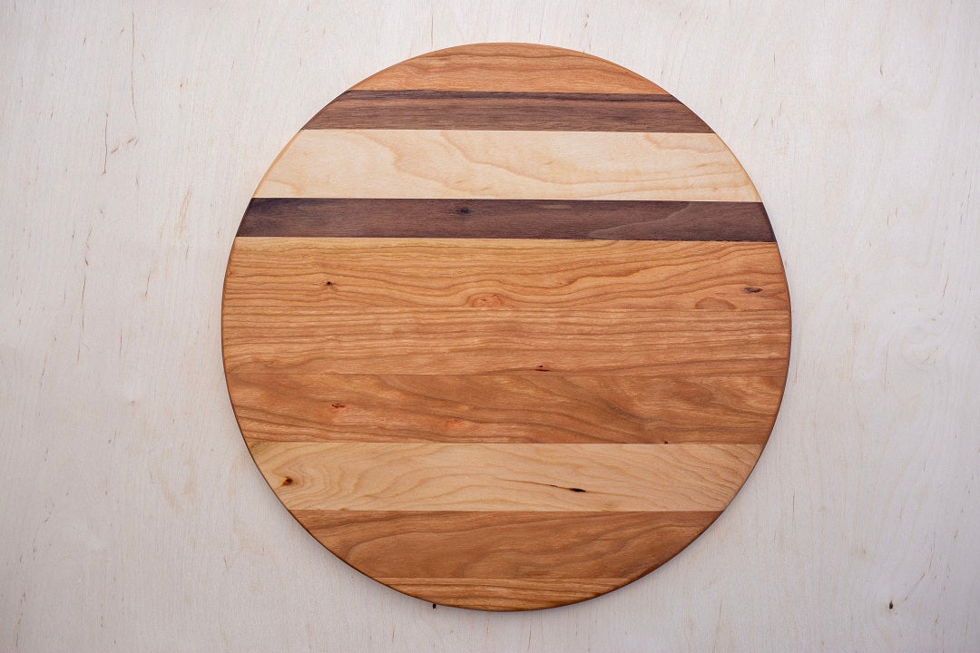 14.5” circlex.75- Edge grain cherry, walnut, maple