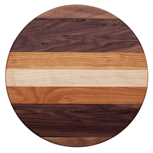 14.5” circlex.75- Edge grain cherry, walnut, maple
