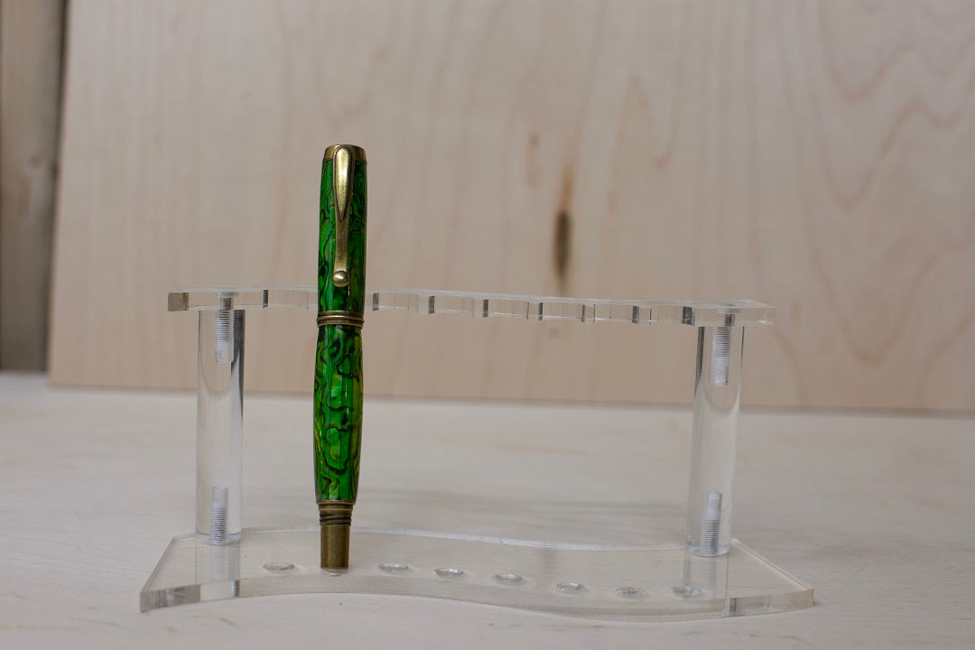 Green Abalone Capped Rollerball Style Pen