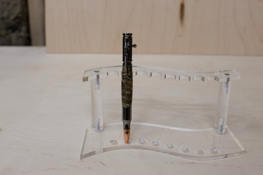 Buckeye burl with turquoise accent Bolt Action Style Pen