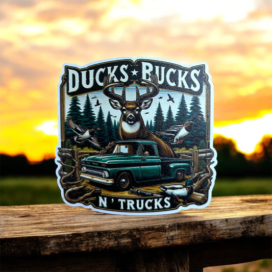UV printed Ducks Bucks n Trucks patch with hat