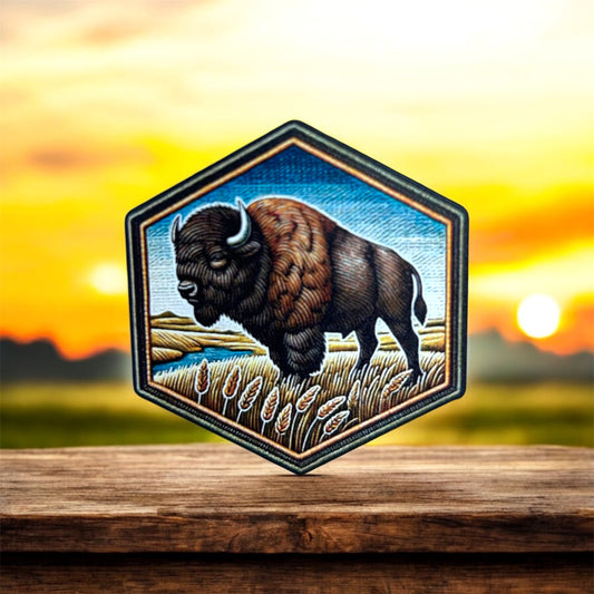 UV printed Buffalo patch with hat
