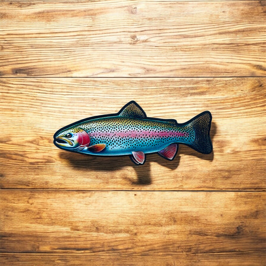 UV Printed Rainbow Trout patch with hat
